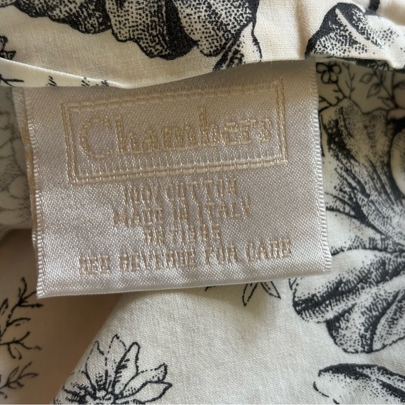 Chambers 100% CottonFloral Black and Cream Queen Bedding Set - Picture 2 of 5